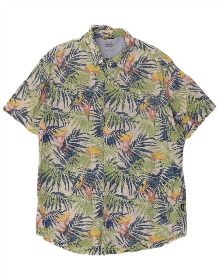 Izod Herren Salzwasser-Kurzarmhemd, groß, mehrfarbig, Blumenmuster, Baumwolle