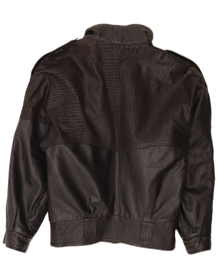 Vintage Herren Loose Fit Lederjacke IT 46 Kleines schwarzes Leder