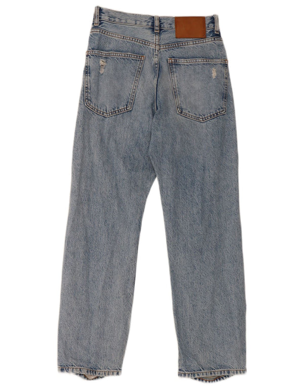 Zara Damen Distressed Straight Jeans EU 34 2XS W24 L26 Blaue Baumwolle