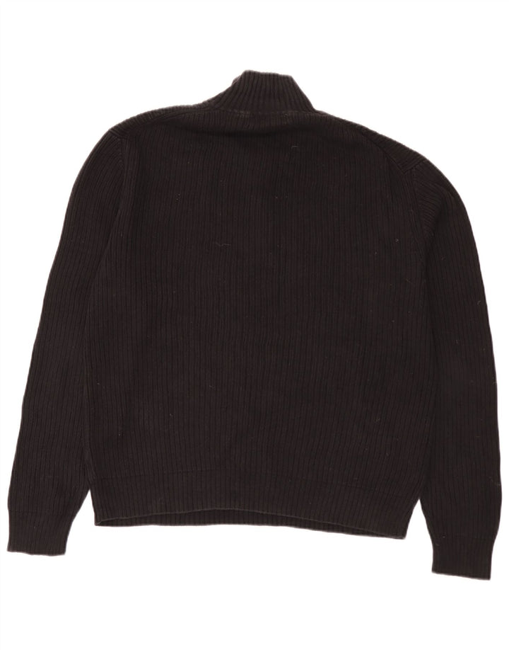 Calvin Klein Herren-Pullover mit Reißverschluss am Hals, groß, aus schwarzer Baumwolle