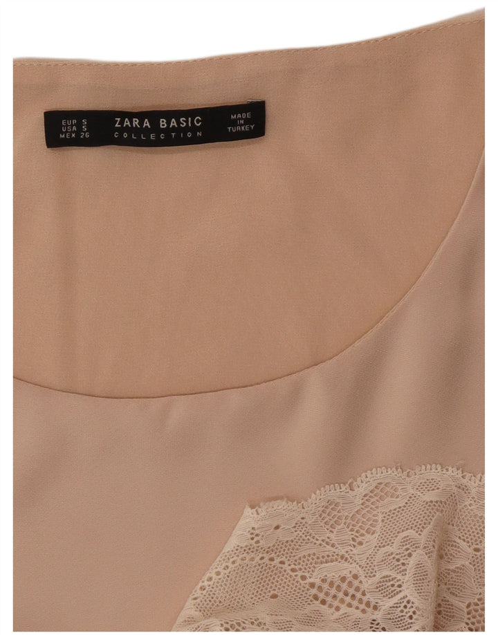 Ärmelloses Blusenoberteil für Damen von Zara, Gr. 10, Größe S, Beige
