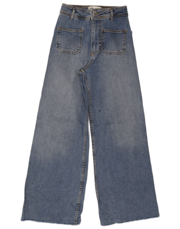 Zara Damen The Marine Wide Leg Jeans EU 34 2XS W24 L28 Blau