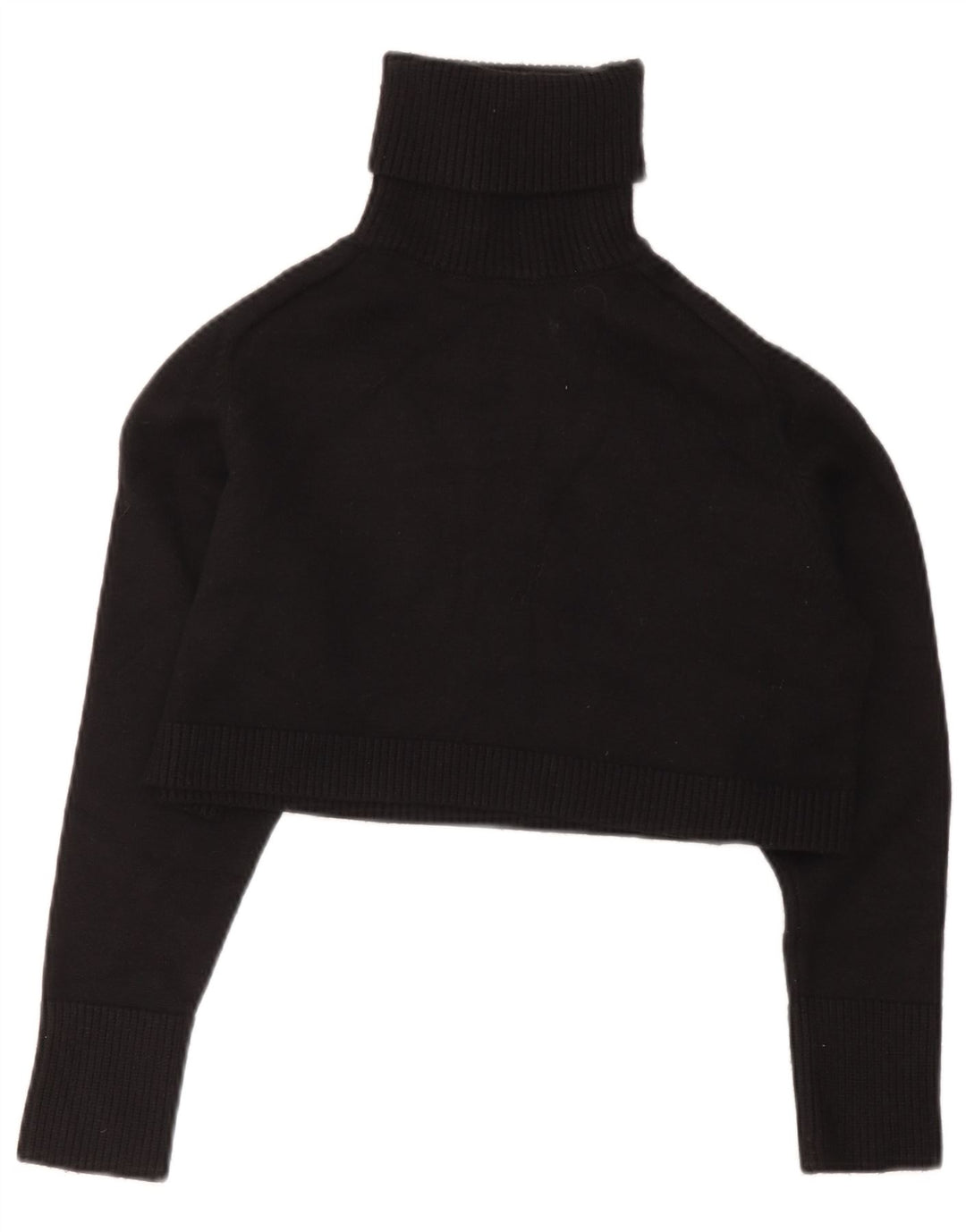 Zara Damen Rollkragen-Crop-Top UK 10 Small Schwarze Viskose