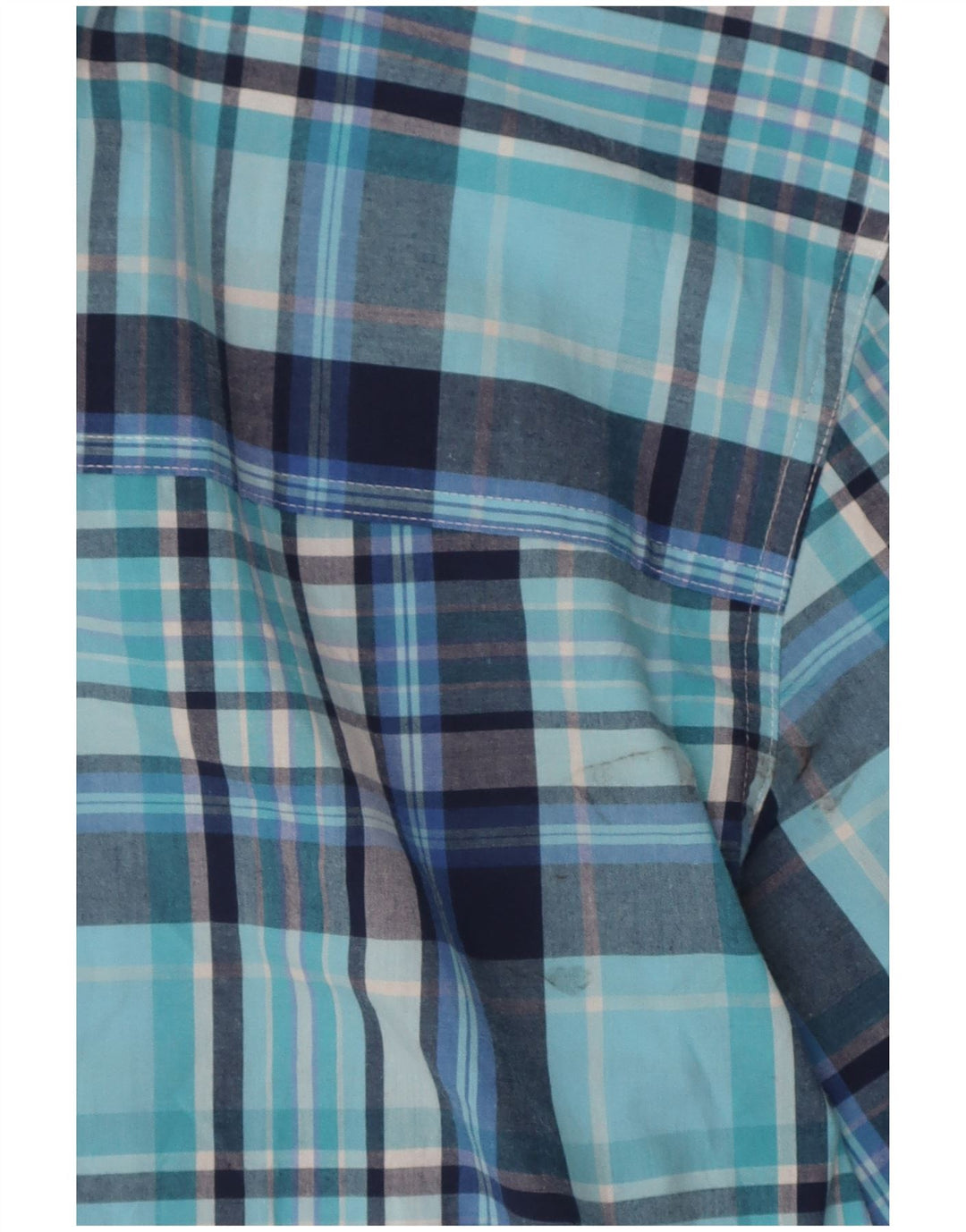Chaps Herren-Hemd, pflegeleicht, kurzärmelig, groß, blau kariert, Baumwolle