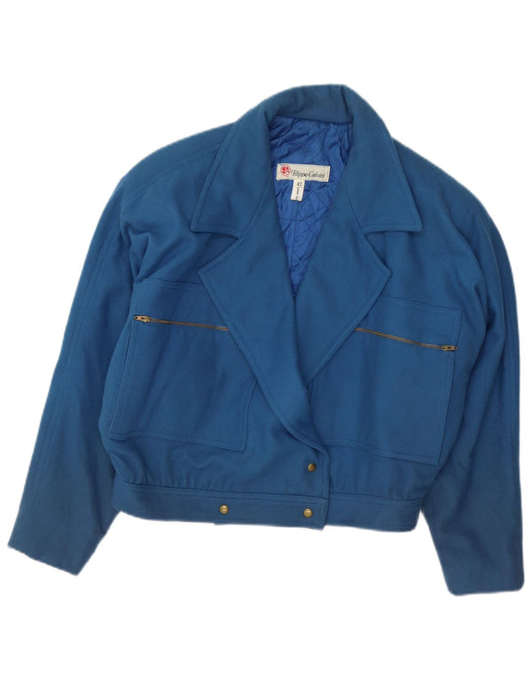 Vintage Damen Oversized Blazer Jacke EU 42 Große blaue Wolle