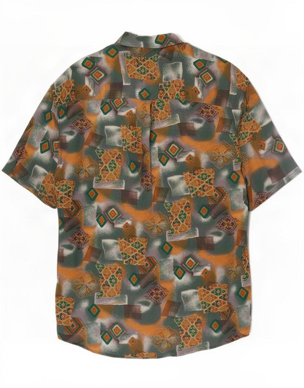 Basic Herren Kurzarmhemd XL Grüne geometrische Viskose