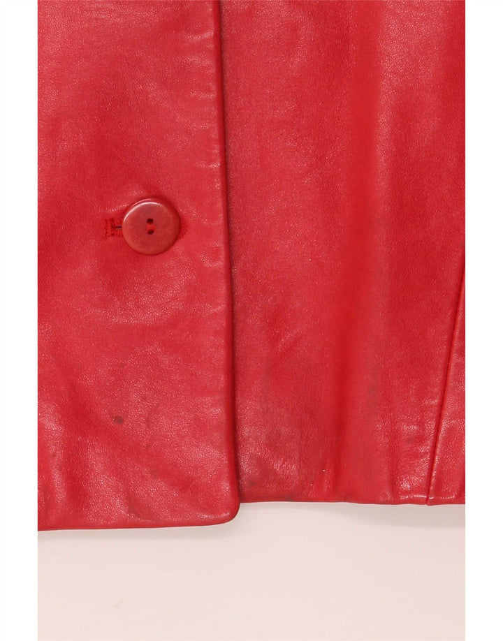 Marc Cain Damen 4-Knopf-Lederblazerjacke US Small Rot