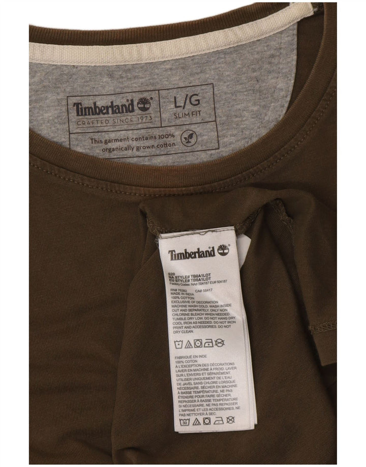 TIMBERLAND Herren Slim Fit T-Shirt Top Large Khaki Baumwolle