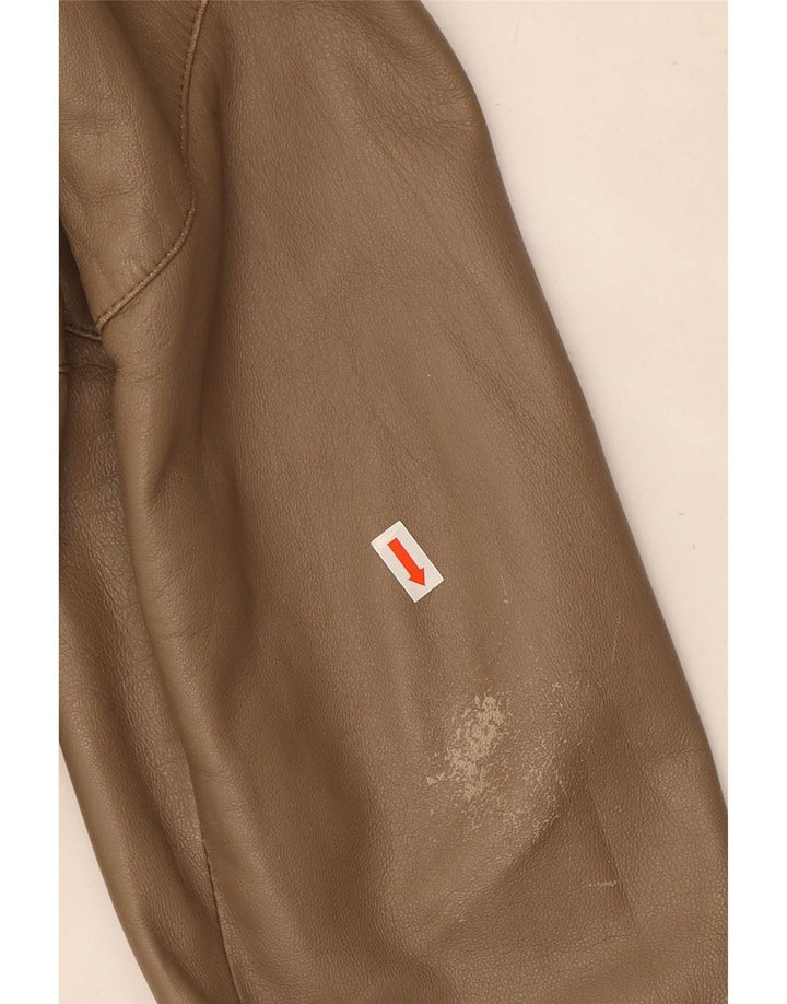 Vintage Damen Militärlederjacke IT 50 XL Beige Leder
