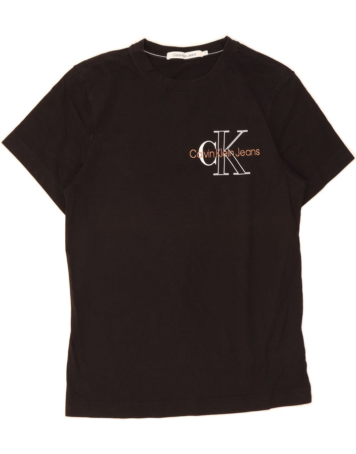 CALVIN KLEIN JEANS Mens Graphic T-Shirt Top Medium Black Cotton Vintage Calvin Klein Jeans and Second-Hand Calvin Klein Jeans from Messina Hembry 
