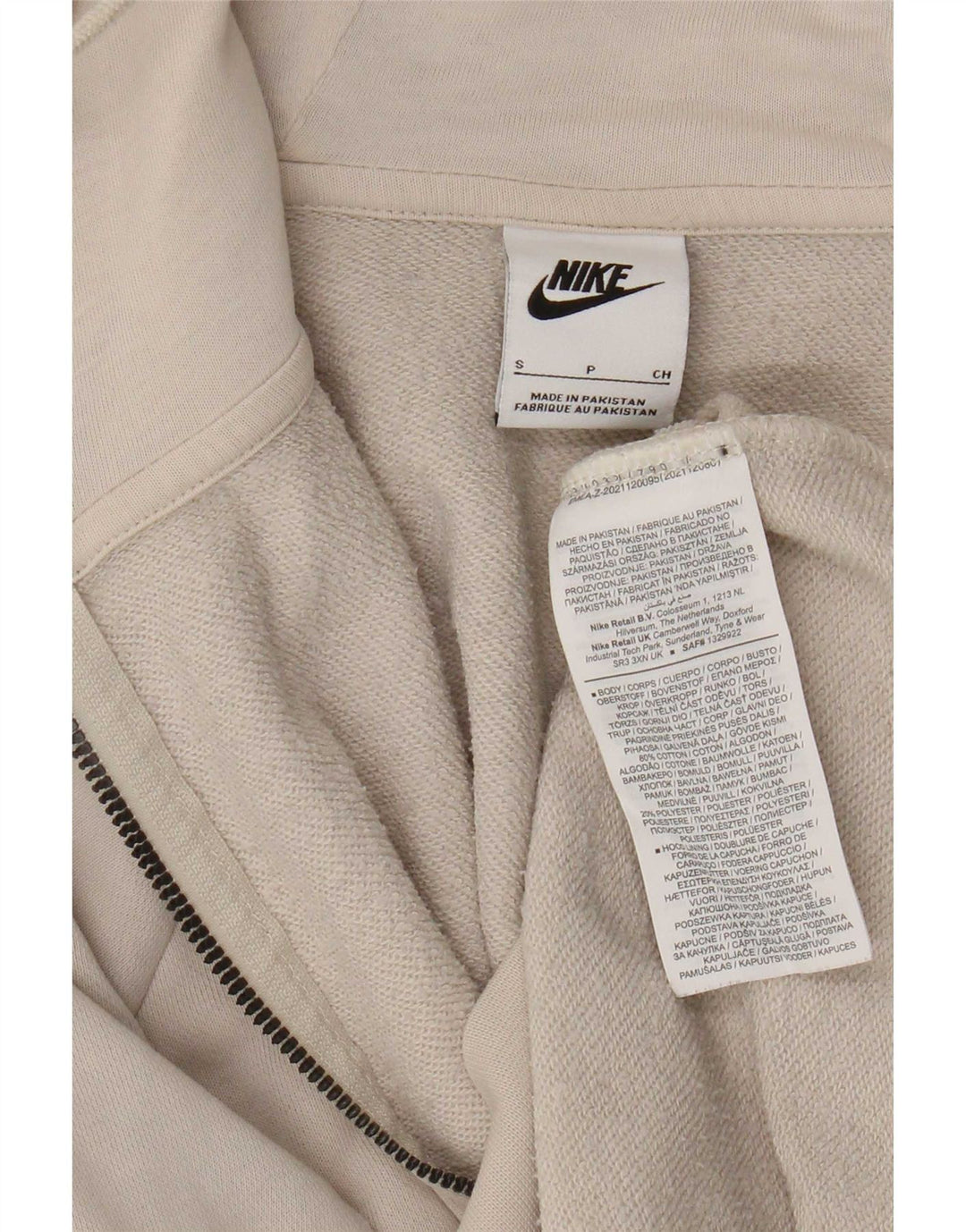 Nike Herren-Kapuzenpullover mit Reißverschluss, klein, beige Baumwolle