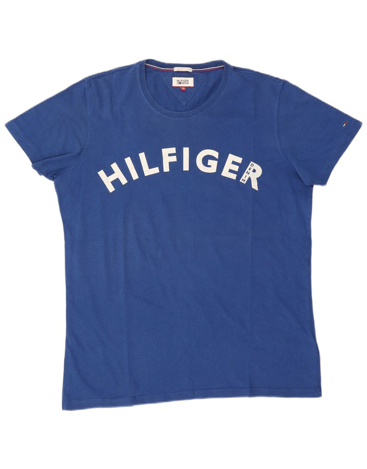 Tommy Hilfiger Herren Grafik T-Shirt Top XL Blau Baumwolle
