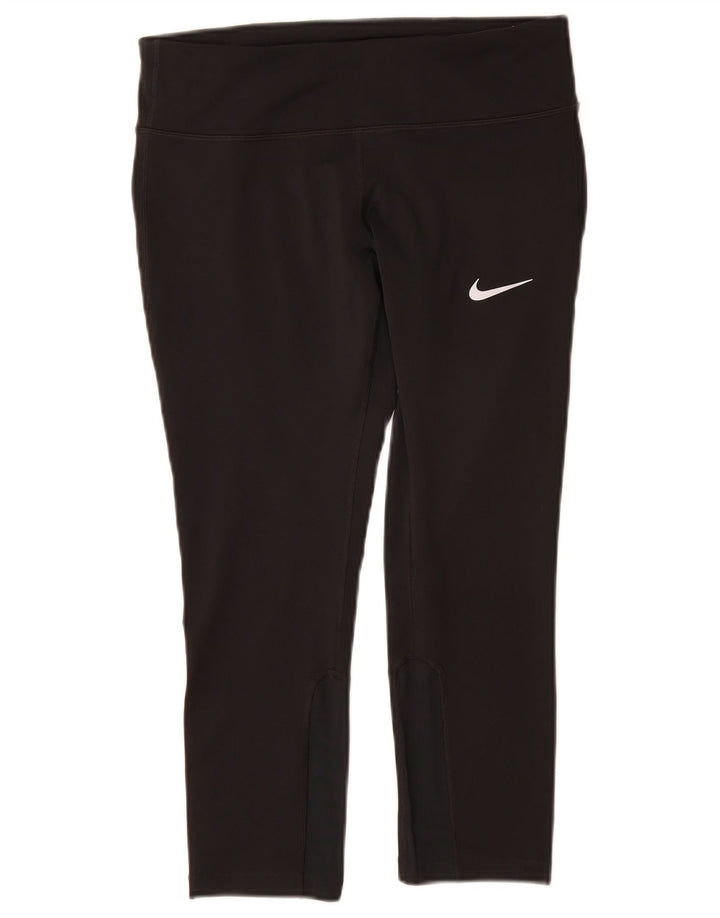 Nike Damen Dri Fit Capri Leggings UK 12 Medium Schwarz
