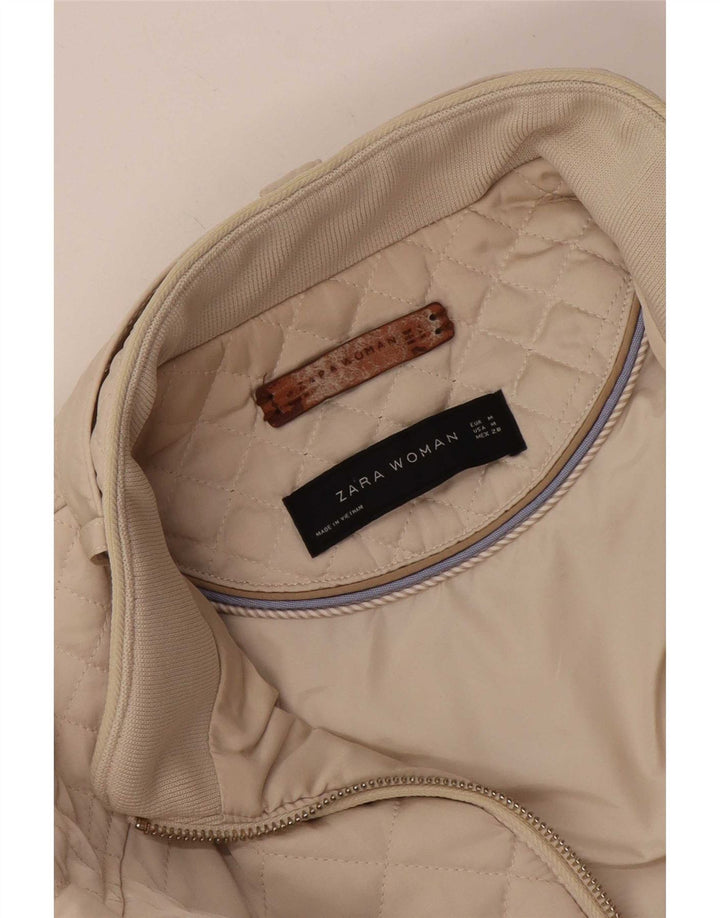 Zara Damen Steppjacke UK 12 Medium Off White
