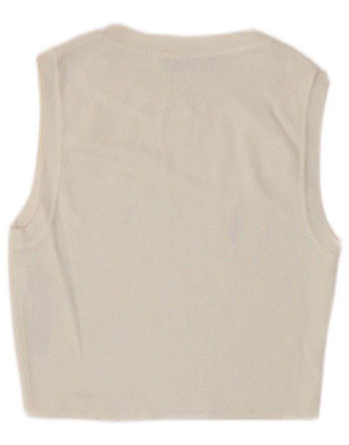 Zara Damen Ärmelloses Crop Top UK 12 Mittelweiße Viskose