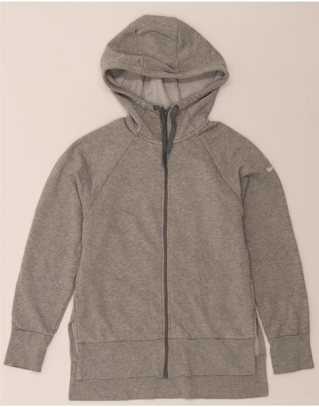 NIKE Womens Zip Hoodie Sweater UK 6 XS Grey Polyester Vintage Nike and Second-Hand Nike from Messina Hembry 