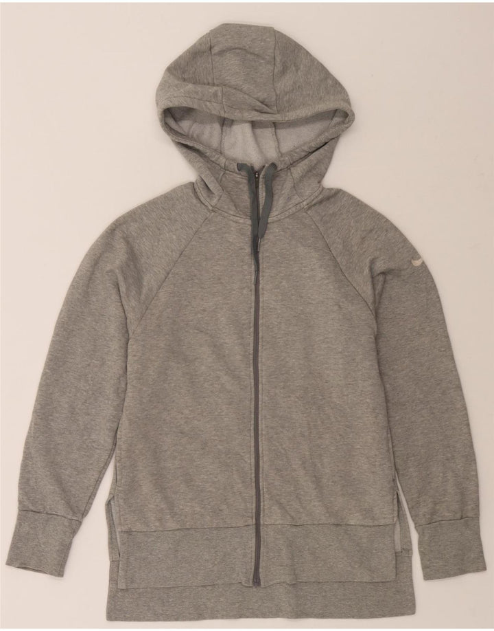 NIKE Womens Zip Hoodie Sweater UK 6 XS Grey Polyester Vintage Nike and Second-Hand Nike from Messina Hembry 