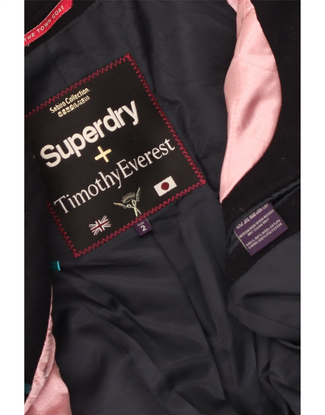 Superdry Damen Mantel UK 2 2XS Marineblaue Wolle