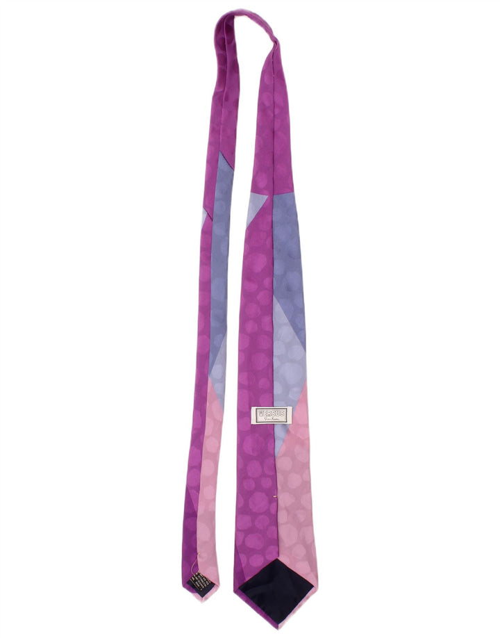 Versus By Gianni Versace Herren-Krawatte, Einheitsgröße, Lila, Farbblock, Seide, Designer