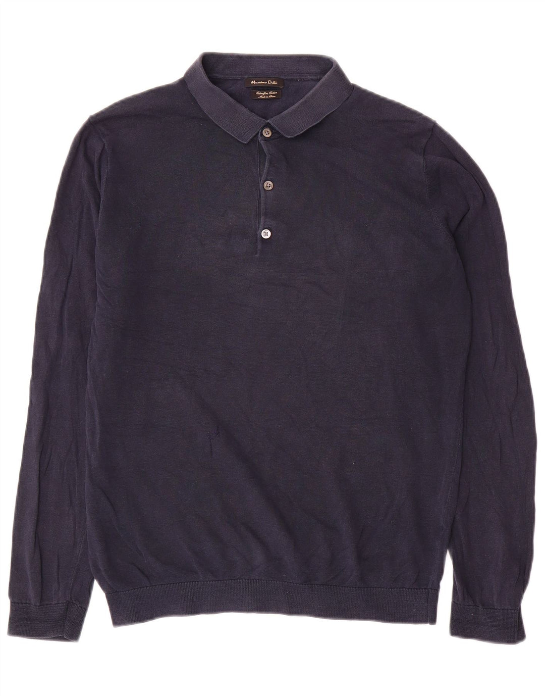 Massimo Dutti Herren-Pullover mit Rollkragen, groß, marineblaue Baumwolle