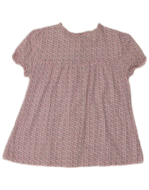 Benetton Mädchen-Hemdbluse, 10–11 Jahre, XL, rosa Blumenmuster, Baumwolle