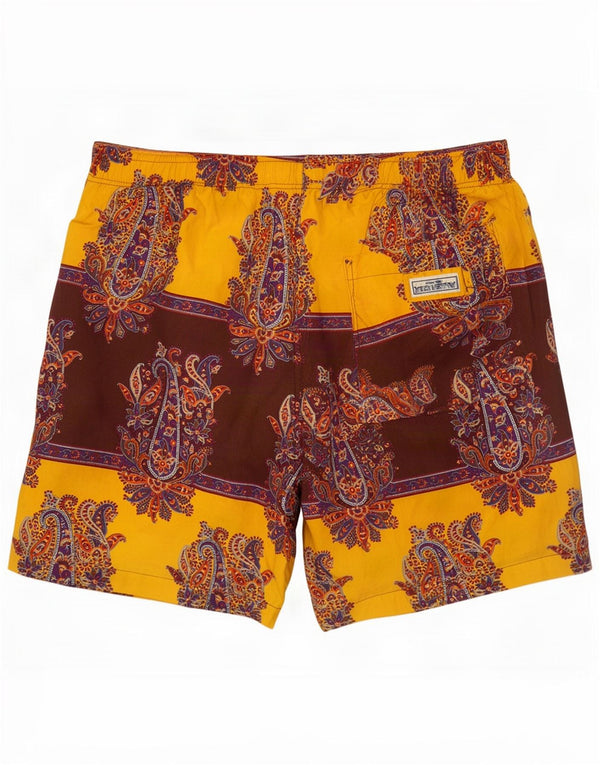 Allen Cox Mens Swimming Shorts 2XL Yellow Paisley Cotton