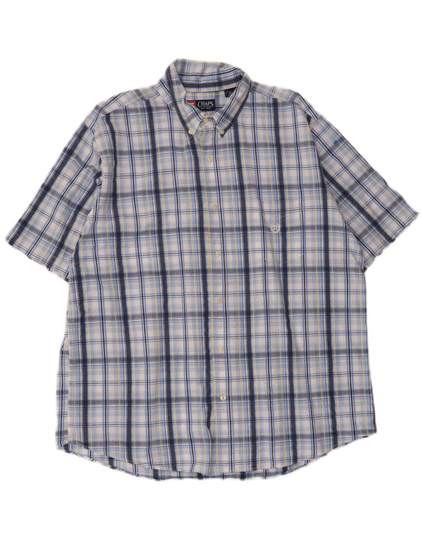 Chaps Herren-Kurzarmhemd XL, blau kariert, Baumwolle