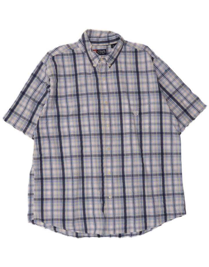 Chaps Herren-Kurzarmhemd XL, blau kariert, Baumwolle