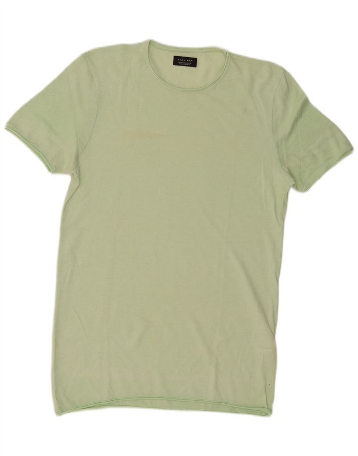 Zara Herren T-Shirt Top Mittelgrüne Baumwolle
