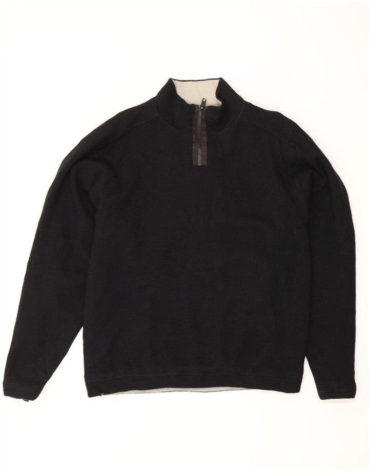 Marks & Spencer Herren-Pullover mit Reißverschluss am Hals, Mittelschwarz, Acryl