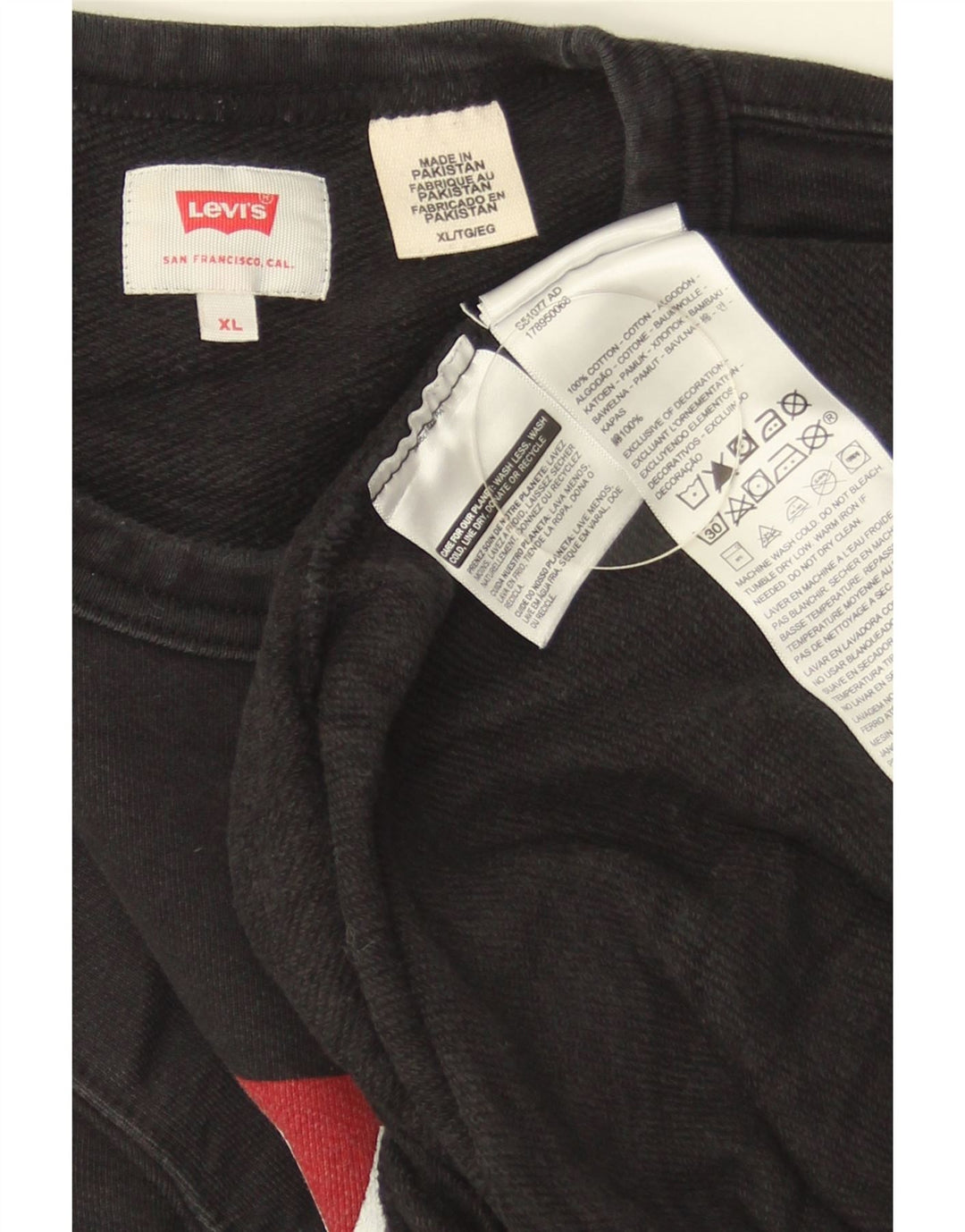 LEVI'S Herren Grafik-Sweatshirt-Pullover XL aus schwarzer Baumwolle