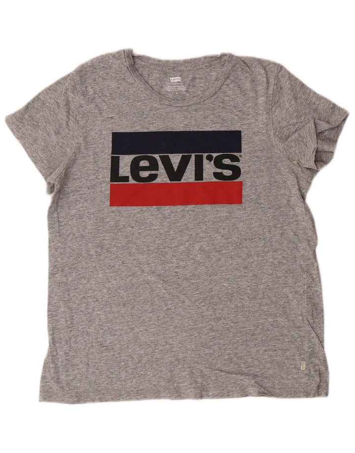 Levi's Damen-T-Shirt mit Grafik, UK 14, Mittelgrau meliert