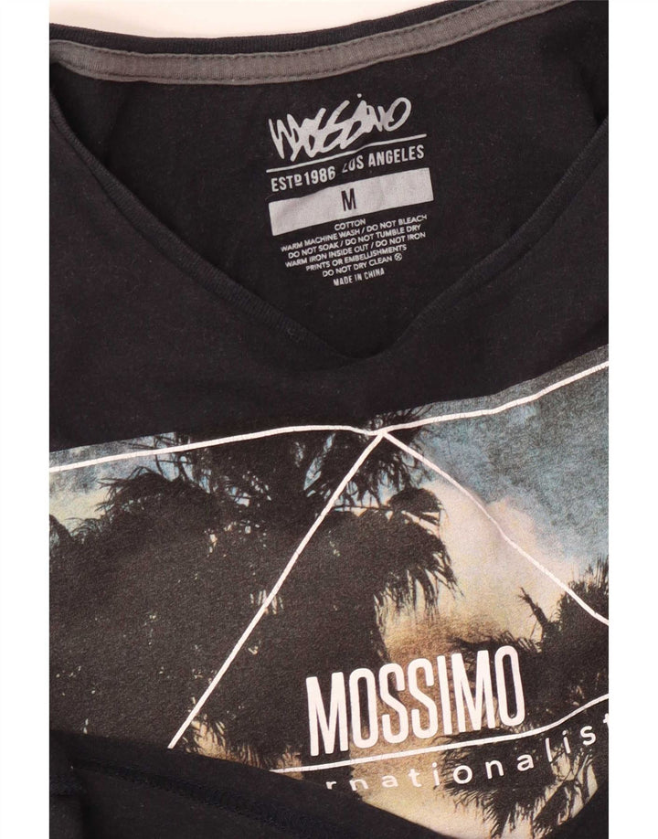 Mossimo Herren Los Angeles Grafik-T-Shirt-Oberteil aus mittelschwarzer Baumwolle