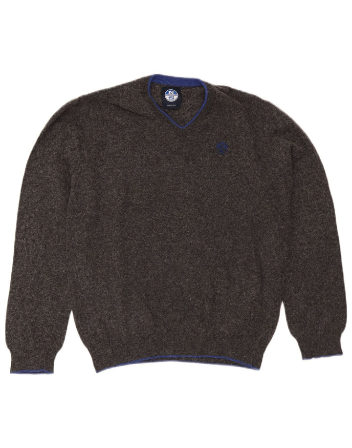 North Sails Herren-Pullover mit V-Ausschnitt, mittelgraues Polyamid