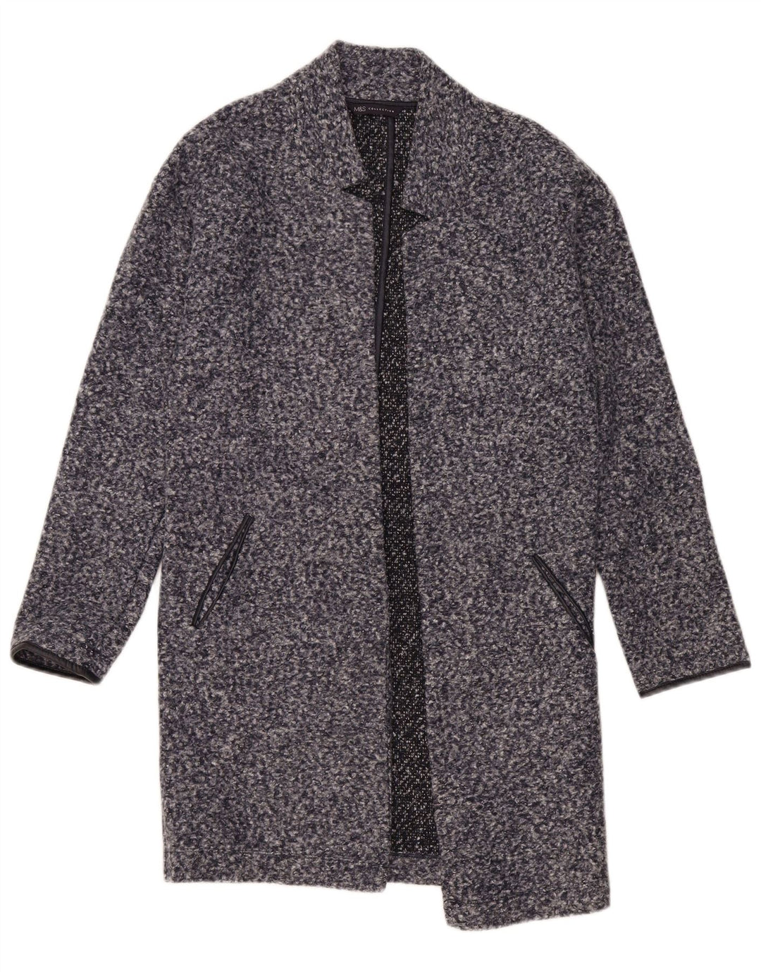 Marks & Spencer Offener Damenmantel UK 8 Small Marineblau meliertes Polyester