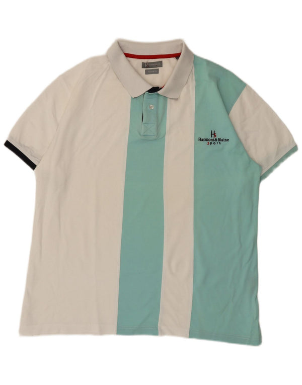 Harmont & Blaine Herren-Poloshirt mit normaler Passform, 3XL, weiße Farbblock-Baumwolle