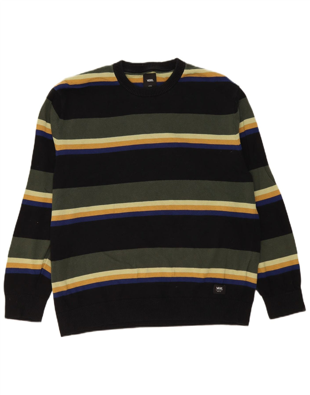 Vans Herren-Pullover mit Rundhalsausschnitt, groß, mehrfarbig, gestreift, Baumwolle