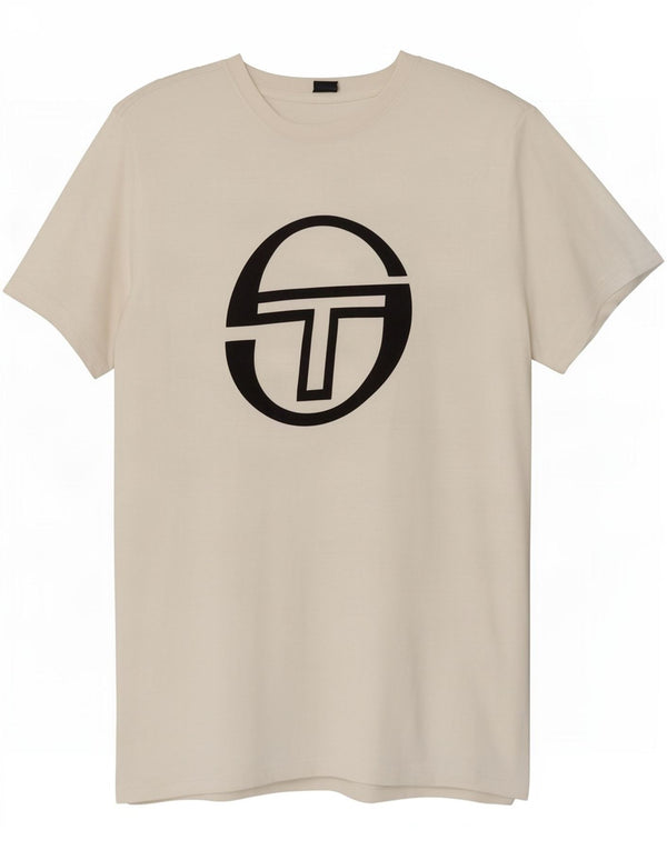 Sergio Tacchini Damen Grafik-T-Shirt Top UK 14 Large Weiße Baumwolle