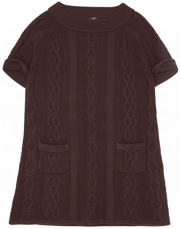 Marks & Spencer Damen Pulloverkleid mit kurzen Ärmeln, UK 12, Mittelbraun