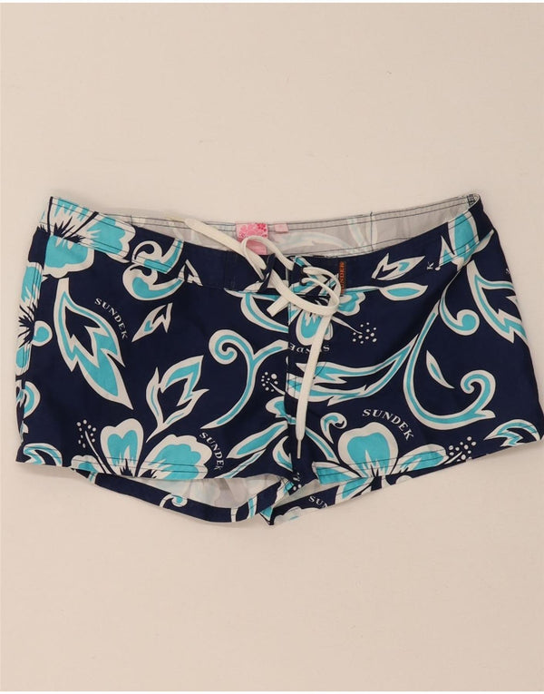 SUNDEK Damen Badeshorts US 2 XS Marineblaues Blumenmuster aus Polyester