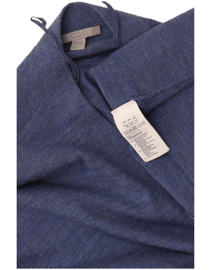 Cos Langer übergroßer Damen-Strickjackenpullover UK 14 Mittelblaue Wolle