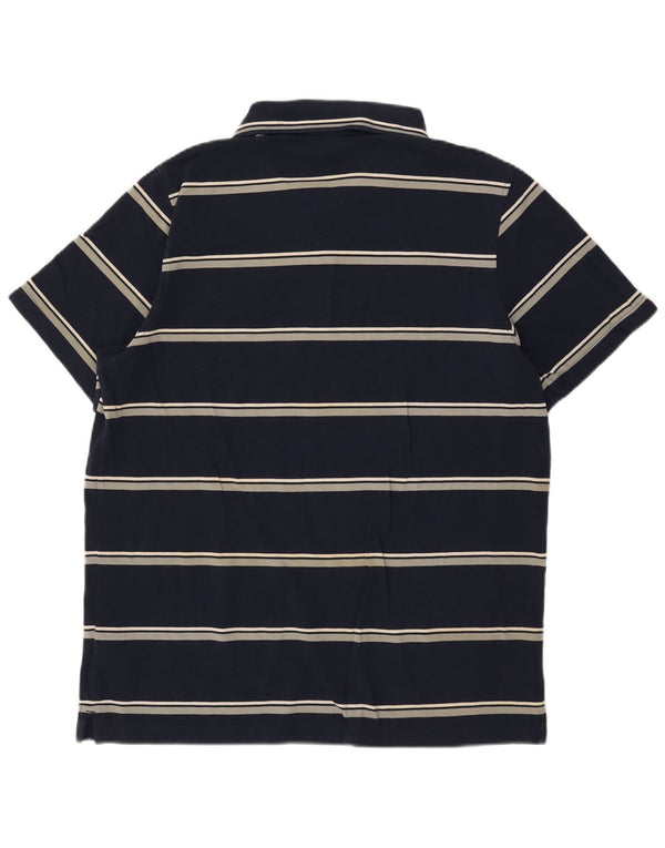 Reebok Herren-Poloshirt, groß, marineblau, gestreift, Baumwolle