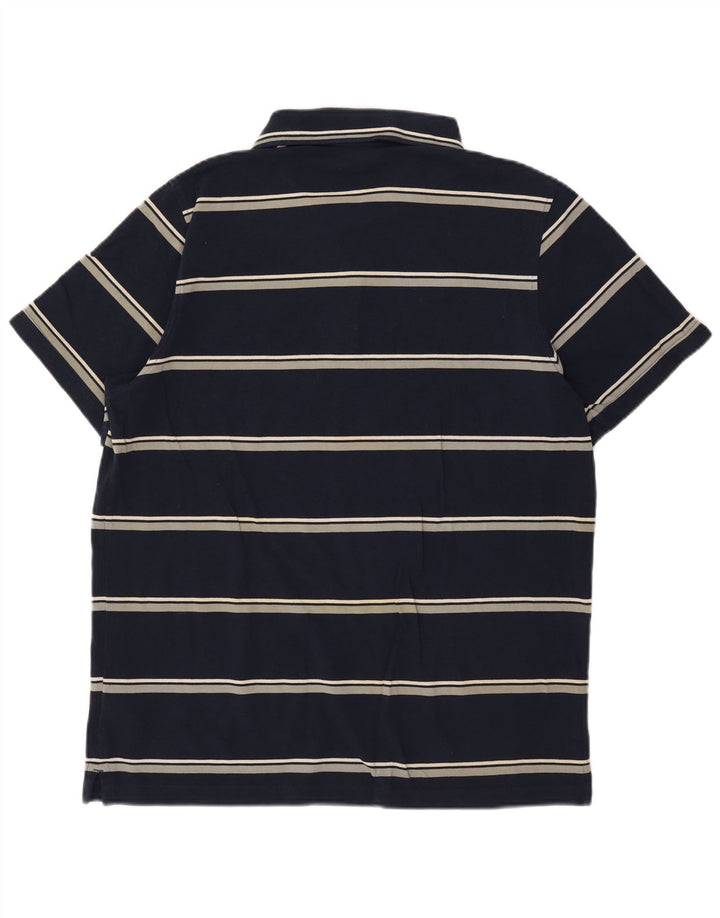 Reebok Herren-Poloshirt, groß, marineblau, gestreift, Baumwolle