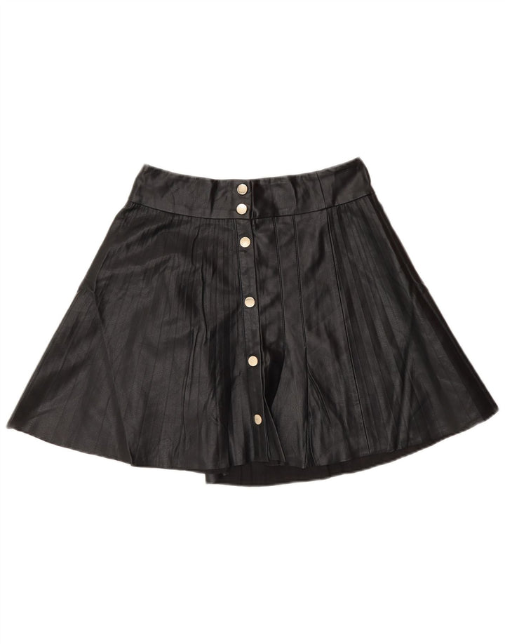 Zara Damen-Minirock aus Kunstleder, Größe S, W26, Schwarz, Polyester