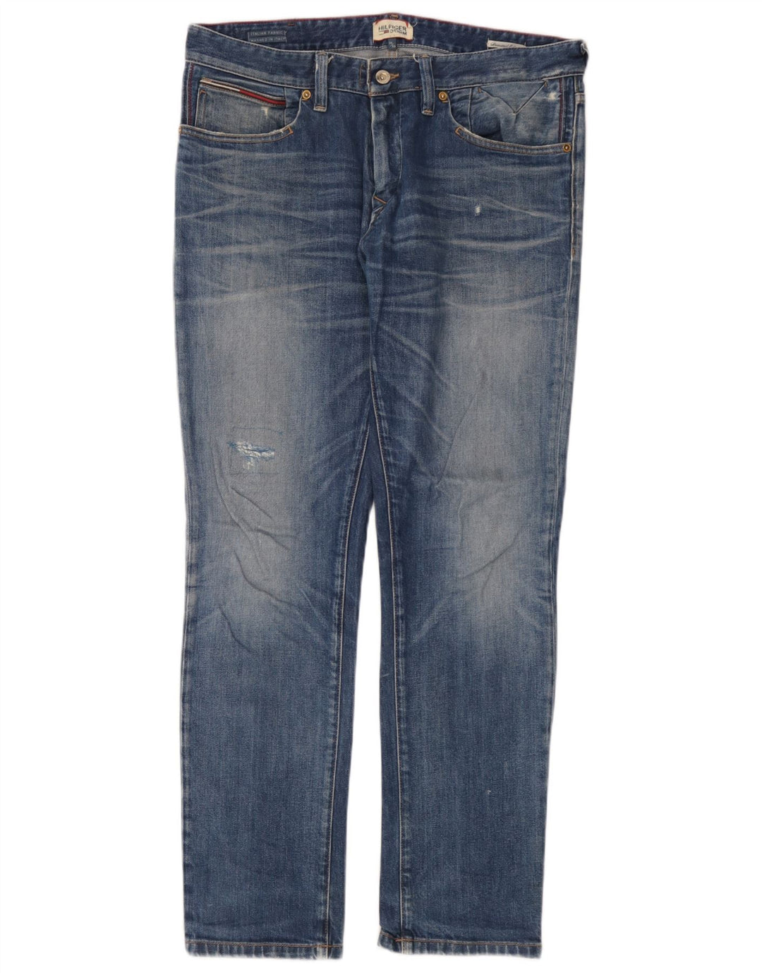 Tommy Hilfiger Herren Distressed Slim Jeans W34 L32 Blaue Baumwolle