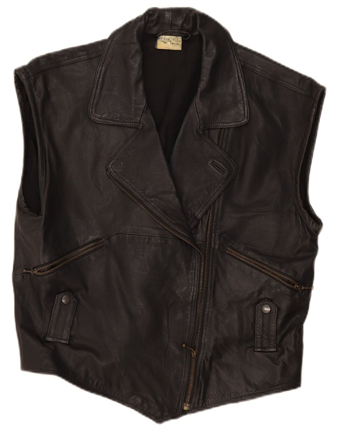 Vintage Damen Lederweste IT 44 Mittelschwarzes Leder