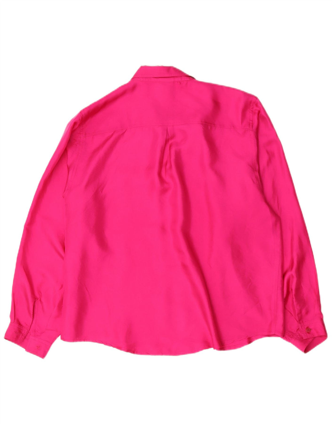 Vintage Damen übergroße Hemdbluse UK 14 Mittelrosa Seide