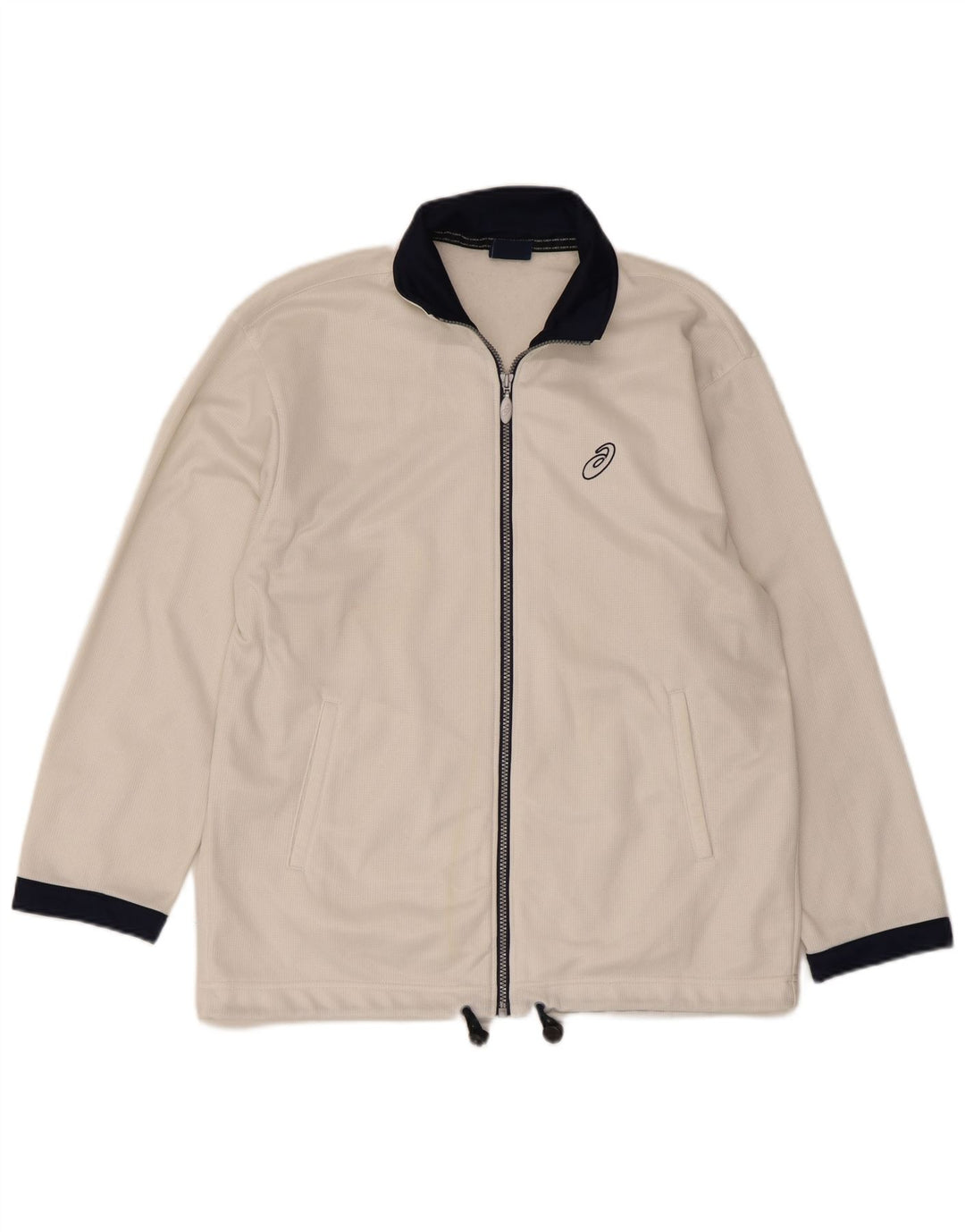 Asics Herren-Trainingsanzug-Oberteil, Jacke, Größe S, Weiß, Farbblock-Polyester, Sport