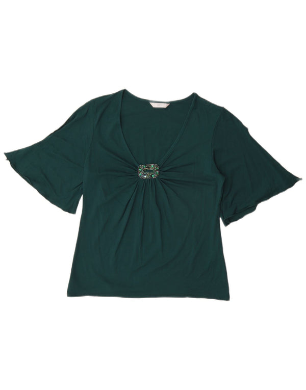 Marks & Spencer Damen Bluse Top UK 14 Mittelgrüne Viskose