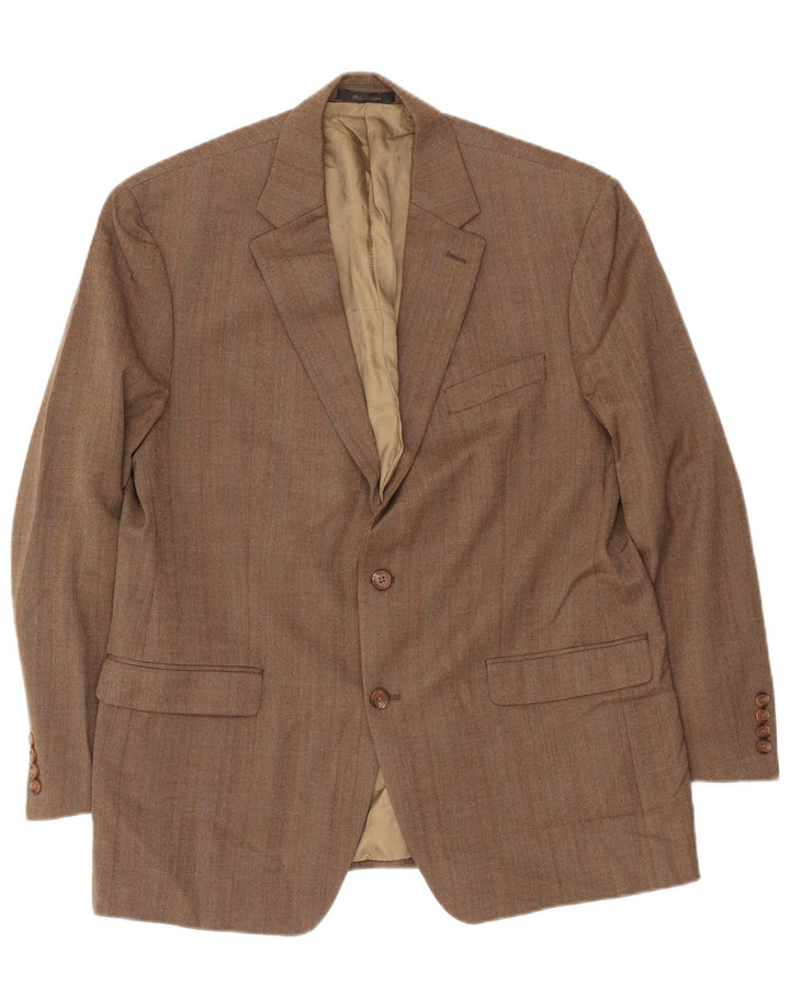 Ralph Lauren Herren-Blazer mit 2 Knöpfen, Gr. 43, Beige, Wolle mit Fischgrätenmuster